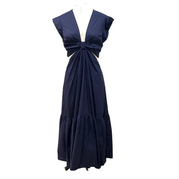 A.L.C. Alexandria Cotton Knotted-Front Cut-Out Waist Midi Dress Navy sz 8  $495 is available for purchase on au PAY Market - Imported Goods Online  Store Co.Ltd. | au PAY Market - Online